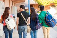 Teens walking at school